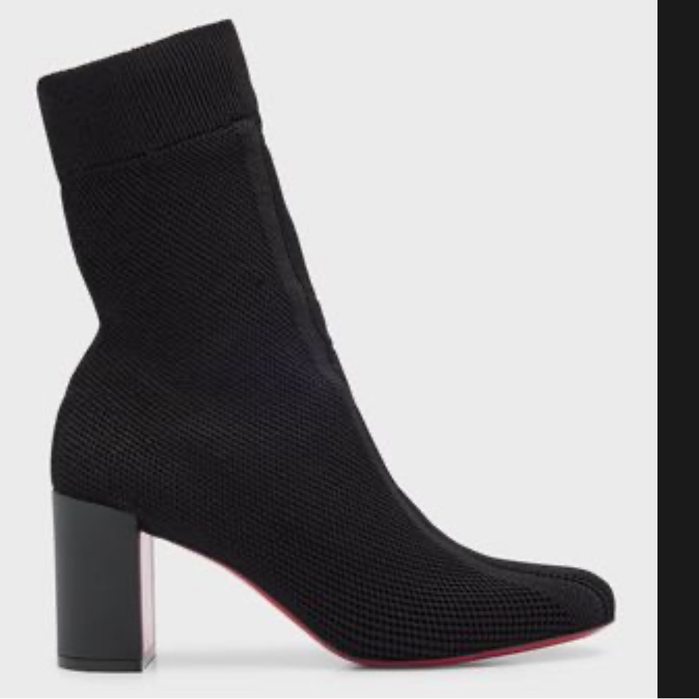 Louboutin Beyonstage 70 Knit Calf Lin Booty - Black